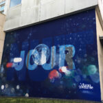 "Le Jour & La Nuit" acrilico e spray su muro 35mq Saumur (Francia)2018