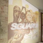 "Sguardi" Spray e pittura lavabile su muro 12mq Museo Archeologico Nazionale di Cagliari 2018